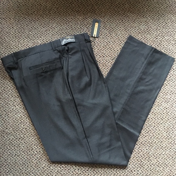 New Gianni manzoni men’s dress pants 42w pleated charcoal wool made in Italy 36